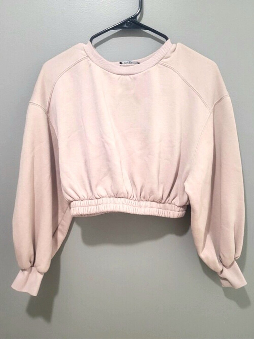 ZARA Activewear Tan Cinched Cropped Sweatshirt Sz Medium